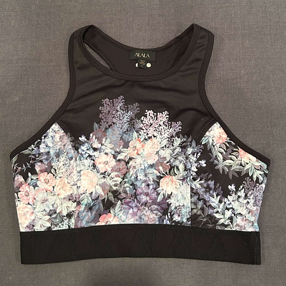 Alala Women's Floral Sports Bra - Black and Purple